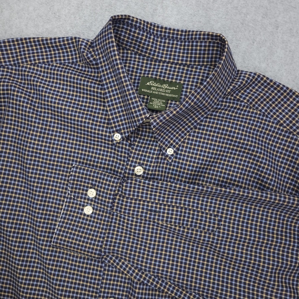 Eddie Bauer Mens‎ XLT Relaxed Fit Wrinkle Stain Resistant  Button Down Shirt